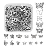 72Pcs Tibetan Charms Hollow Butterfly Antique Silver Pendants for Jewelry Making