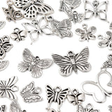 72Pcs Tibetan Charms Hollow Butterfly Antique Silver Pendants for Jewelry Making