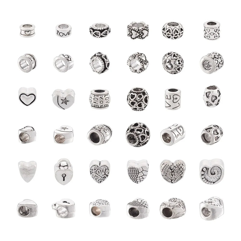 72pcs Tibetan Style Antique Bead Alloy European Beads for DIY Jewelry Making