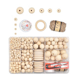 732 Wood Beads Jute Twine Kit 8mm 10mm 12mm DIY Macrame Bracelet Jewelry Craft