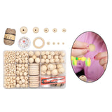 732 Wood Beads Jute Twine Kit 8mm 10mm 12mm DIY Macrame Bracelet Jewelry Craft