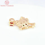 4PCS 18x29MM 24K Brass Zircon Leafs Charms Pendants Jewelry Making
