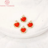 6PCS 24K Brass Heart Pendants - DIY Jewelry Making Findings
