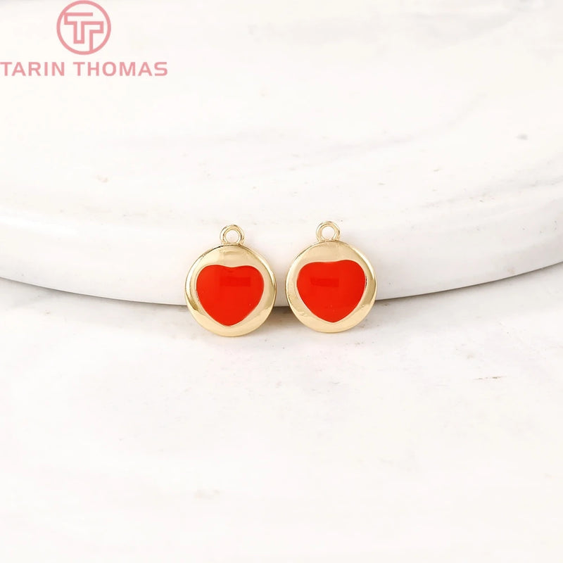 6PCS 24K Brass Heart Pendants - DIY Jewelry Making Findings