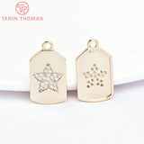 2PCS 24K Brass Zircon Charms Pendants for Jewelry Making