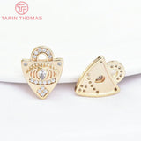 2PCS 24K Brass Zircon Charms Pendants for Jewelry Making