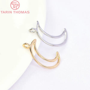 10PCS 10x17MM 24K Brass Moon Pendants Charms for Jewelry Making