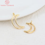 10PCS 10x17MM 24K Brass Moon Pendants Charms for Jewelry Making