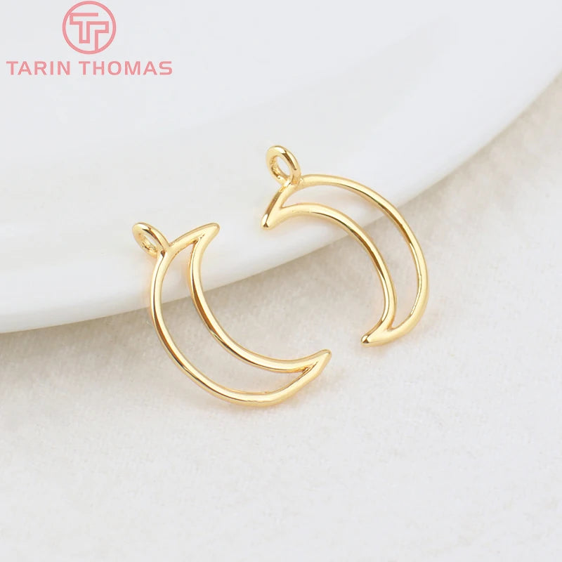 10PCS 10x17MM 24K Brass Moon Pendants Charms for Jewelry Making