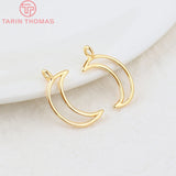 10PCS 10x17MM 24K Brass Moon Pendants Charms for Jewelry Making