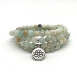 Amazonite Stone Bead Bangle Yoga Necklace Hand Round Bead Bracelet