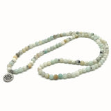 Amazonite Stone Bead Bangle Yoga Necklace Hand Round Bead Bracelet