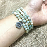 Amazonite Stone Bead Bangle Yoga Necklace Hand Round Bead Bracelet