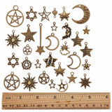 73Pcs Mixed Vintage Metal Star Moon Charms DIY Retro Pendant for Jewelry Making