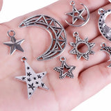 73Pcs Mixed Vintage Metal Star Moon Charms DIY Retro Pendant for Jewelry Making