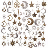 73Pcs Mixed Vintage Metal Star Moon Charms DIY Retro Pendant for Jewelry Making