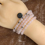 Pink Rose Quartzs Crystal Bracelet for Women 6mm Natural Stone Jewelry
