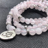 Pink Rose Quartzs Crystal Bracelet for Women 6mm Natural Stone Jewelry