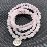 Pink Rose Quartzs Crystal Bracelet for Women 6mm Natural Stone Jewelry