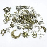 74 Pcs Alloy Moon Star Pendants Tibetan Silver DIY Jewelry Accessories