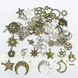 74 Pcs Alloy Moon Star Pendants Tibetan Silver DIY Jewelry Accessories