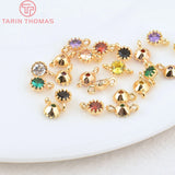 10PCS 4MM Hole 1MM 24K Brass with Zircon Charm Pendants