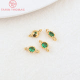 10PCS 4MM Hole 1MM 24K Brass with Zircon Charm Pendants