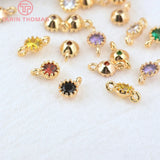 10PCS 4MM Hole 1MM 24K Brass with Zircon Charm Pendants