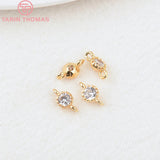 10PCS 4MM Hole 1MM 24K Brass with Zircon Charm Pendants