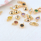 10PCS 4MM Hole 1MM 24K Brass with Zircon Charm Pendants