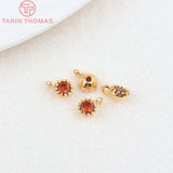 10PCS 4MM Hole 1MM 24K Brass with Zircon Charm Pendants