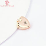 6PCS 24K Brass Heart Charms with Zircon - High Jewelry Findings