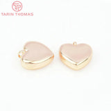6PCS 24K Brass Heart Charms with Zircon - High Jewelry Findings