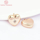 6PCS 24K Brass Heart Charms with Zircon - High Jewelry Findings