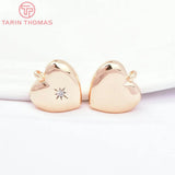 6PCS 24K Brass Heart Charms with Zircon - High Jewelry Findings