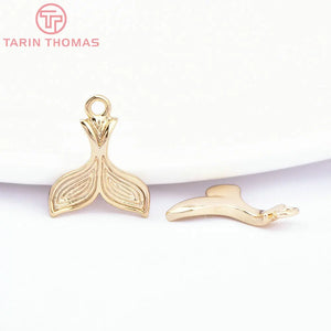 10PCS 18K Brass Fish Tail Charms Pendants DIY Jewelry Findings