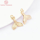 10PCS 18K Brass Fish Tail Charms Pendants DIY Jewelry Findings