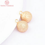 6PCS 10MM 24K Brass Frosted Pendants Tail Bead DIY Jewelry Findings