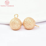 6PCS 10MM 24K Brass Frosted Pendants Tail Bead DIY Jewelry Findings
