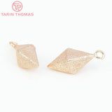 6PCS 10x8x22MM 24K Brass Rhombic Frosted Charms Pendants