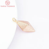 6PCS 10x8x22MM 24K Brass Rhombic Frosted Charms Pendants