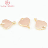 6PCS 8x10.5MM 24K Brass Heart Pendants DIY Jewelry Making