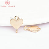 6PCS 8x10.5MM 24K Brass Heart Pendants DIY Jewelry Making