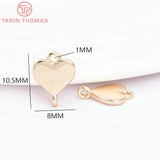 6PCS 8x10.5MM 24K Brass Heart Pendants DIY Jewelry Making