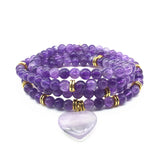 Natural Amethyste Crystal Heart Pendant Bracelet