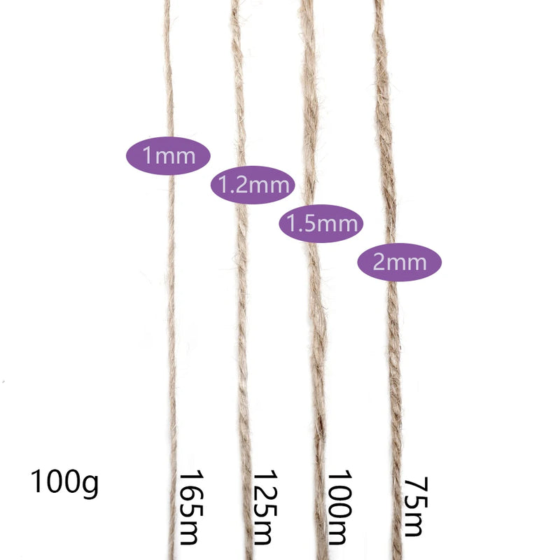 Natural Jute Twine Rope Hemp String DIY Jewelry Gift Wrapping Gardening