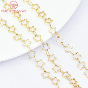 1 Meter Chain Link 5MM 24K Brass Stars Necklace Chains High Diy Jewelry