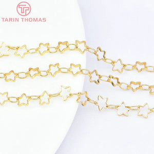 1 Meter Chain Link 5MM 24K Brass Stars Necklace Chains High Diy Jewelry
