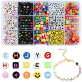 750pcs Acrylic Letters Beads Mixed Smiley Heart Alphabet Set for DIY Bracelets