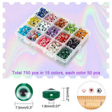 750pcs Mixed Evil Eye Resin Beads Flat Round Loose Spacer Bead